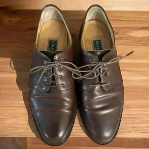 Cole Haan Bragano Shoes 9.5D Vintage Brown Leather Oxfords Made in Italy.